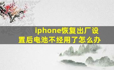 iphone恢复出厂设置后电池不经用了怎么办