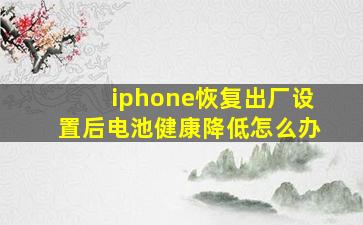 iphone恢复出厂设置后电池健康降低怎么办