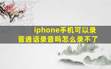 iphone手机可以录音通话录音吗怎么录不了