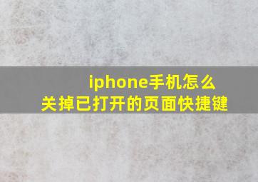 iphone手机怎么关掉已打开的页面快捷键