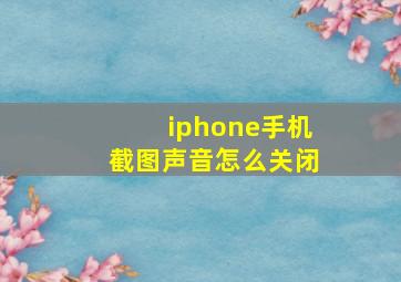 iphone手机截图声音怎么关闭