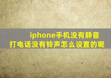 iphone手机没有静音打电话没有铃声怎么设置的呢