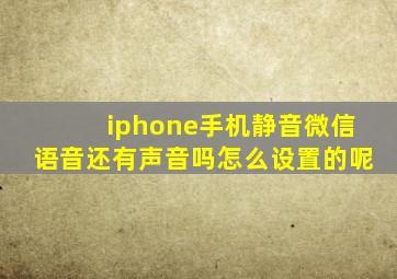 iphone手机静音微信语音还有声音吗怎么设置的呢