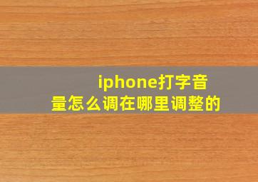 iphone打字音量怎么调在哪里调整的