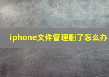 iphone文件管理删了怎么办