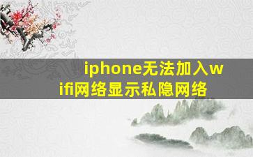 iphone无法加入wifi网络显示私隐网络