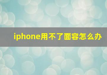 iphone用不了面容怎么办