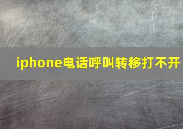 iphone电话呼叫转移打不开