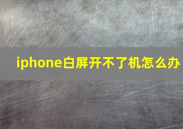 iphone白屏开不了机怎么办