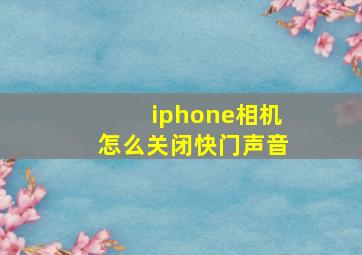 iphone相机怎么关闭快门声音