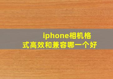 iphone相机格式高效和兼容哪一个好