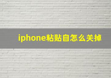 iphone粘贴自怎么关掉