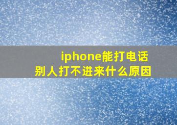 iphone能打电话别人打不进来什么原因