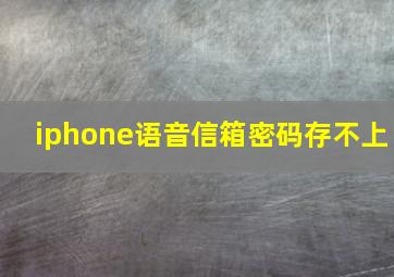 iphone语音信箱密码存不上