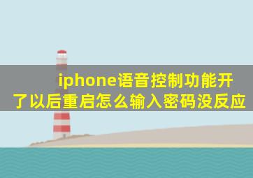 iphone语音控制功能开了以后重启怎么输入密码没反应