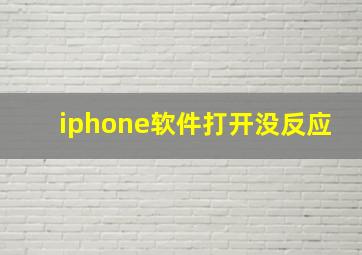 iphone软件打开没反应