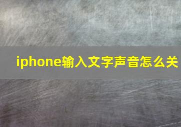 iphone输入文字声音怎么关