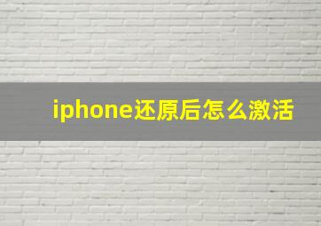 iphone还原后怎么激活