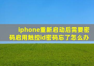 iphone重新启动后需要密码启用触控id密码忘了怎么办