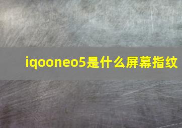 iqooneo5是什么屏幕指纹