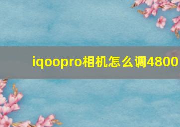 iqoopro相机怎么调4800