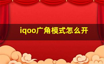 iqoo广角模式怎么开