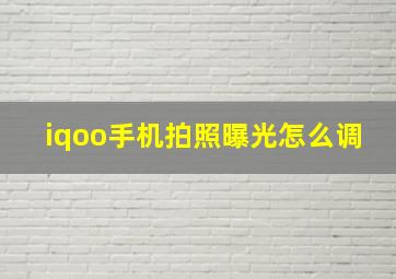 iqoo手机拍照曝光怎么调