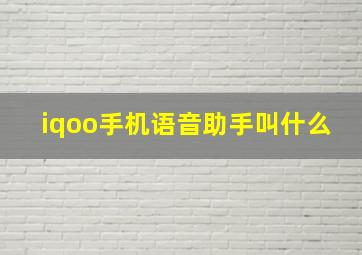 iqoo手机语音助手叫什么