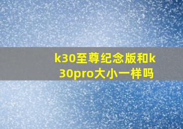 k30至尊纪念版和k30pro大小一样吗