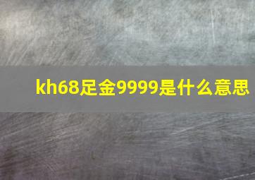 kh68足金9999是什么意思