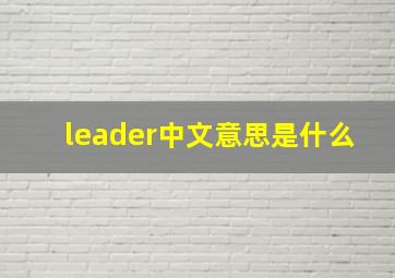 leader中文意思是什么