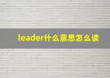 leader什么意思怎么读