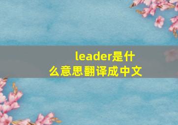 leader是什么意思翻译成中文