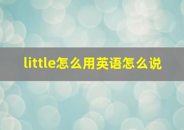 little怎么用英语怎么说