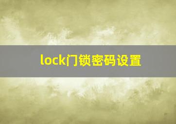 lock门锁密码设置