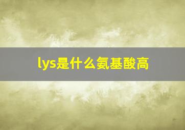 lys是什么氨基酸高