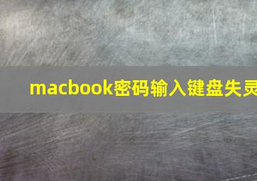 macbook密码输入键盘失灵