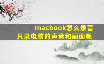 macbook怎么录音只录电脑的声音和画面呢