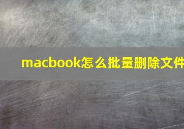 macbook怎么批量删除文件