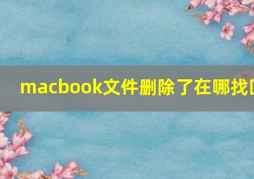 macbook文件删除了在哪找回