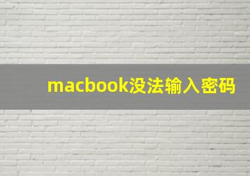 macbook没法输入密码