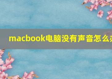 macbook电脑没有声音怎么办