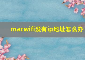 macwifi没有ip地址怎么办