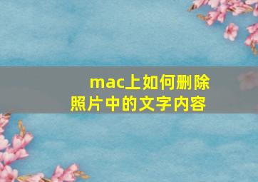 mac上如何删除照片中的文字内容