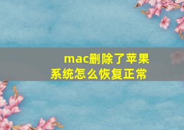 mac删除了苹果系统怎么恢复正常