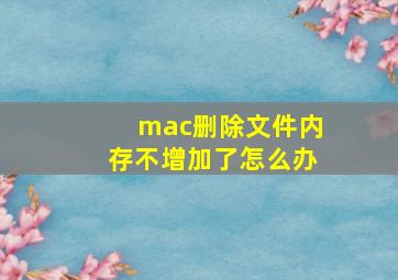 mac删除文件内存不增加了怎么办