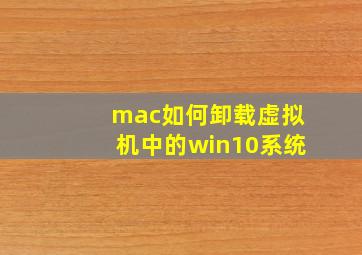 mac如何卸载虚拟机中的win10系统