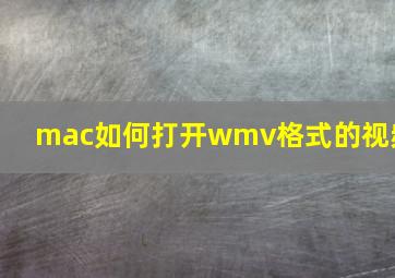 mac如何打开wmv格式的视频