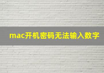 mac开机密码无法输入数字