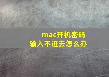 mac开机密码输入不进去怎么办